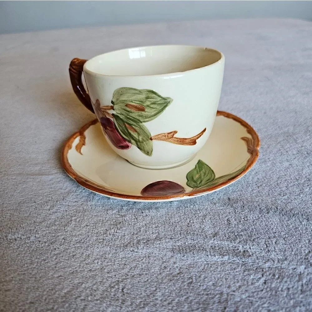 Vintage Franciscan Apple Print Teacup And Saucer Set